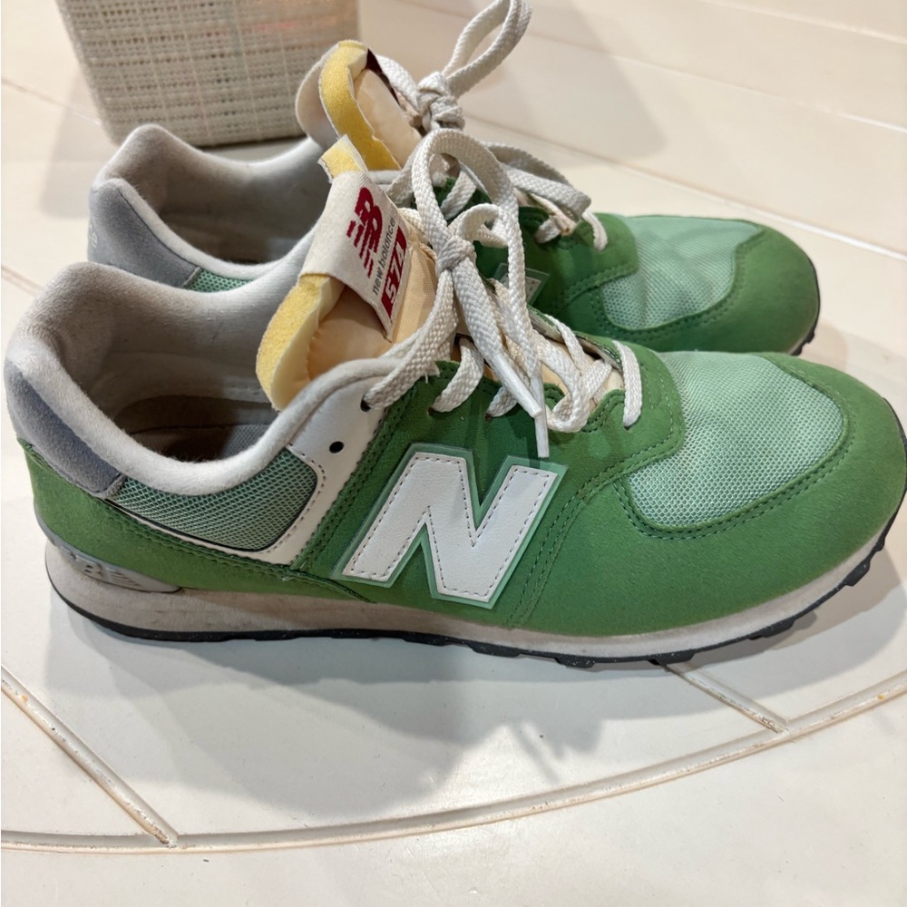 New Balance Green and White Retro Sneakers